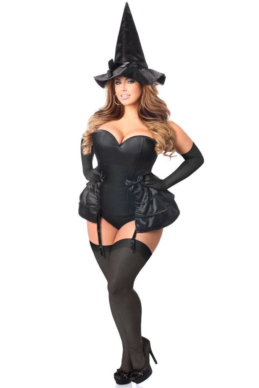 8850 Lavish 4 Piece Midnight Witch Corset Costume, Black, Large